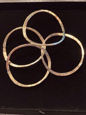 REBECCA NORMAN 18-k Gold Vermeil Hammered Stackable Bracelets - NWOT